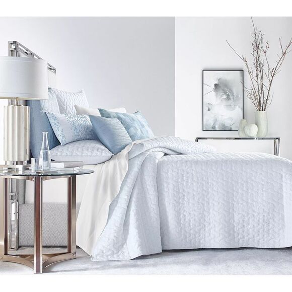 Hotel Collection Lagoon 400 Thread Count Pima Cotton Full/Queen Coverlet Blue - Picture 1 of 3
